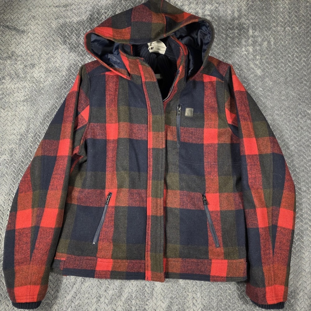 Harley-Davidson Women's Wool Hooded Jacket 2XL Plaid Red Black Double Zip - Picture 2 of 16